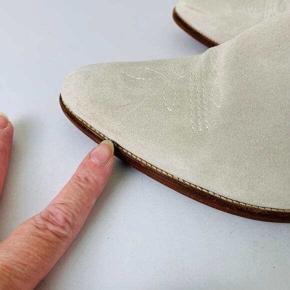 Polo by Ralph Lauren Women's Lucille Calfskin Suede Ankle Boots Cream Size 10B - Picture 8 of 16